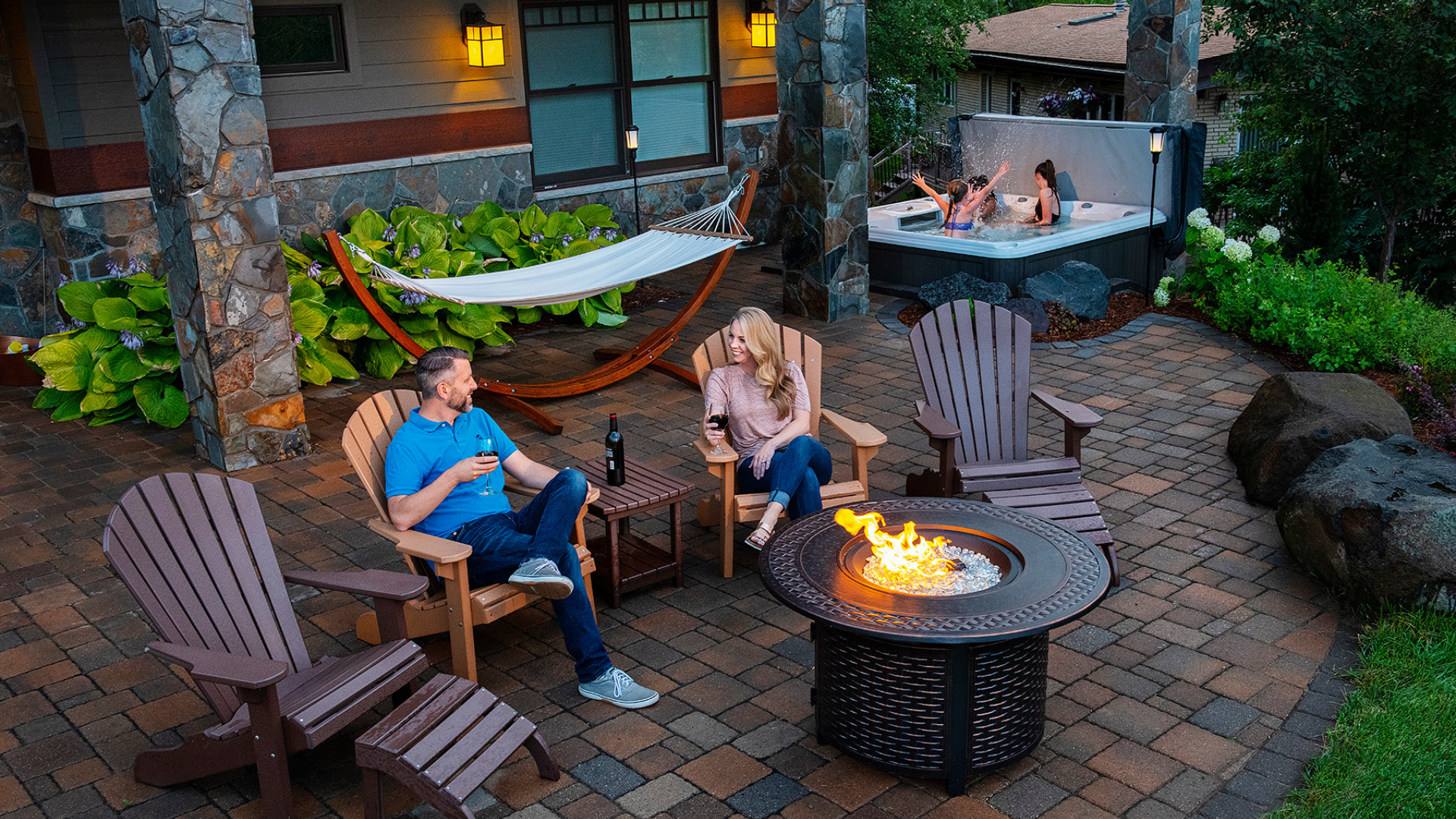 Hot tub and paver patio