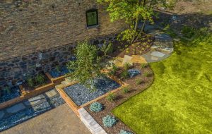 Hillside landscapes with stepped planter boxes