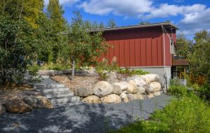 Hillside landscapes with raised fruit garden beds