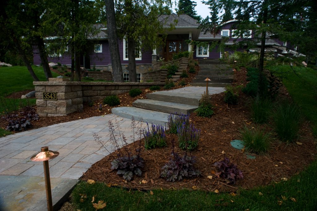 Brick path with lighting