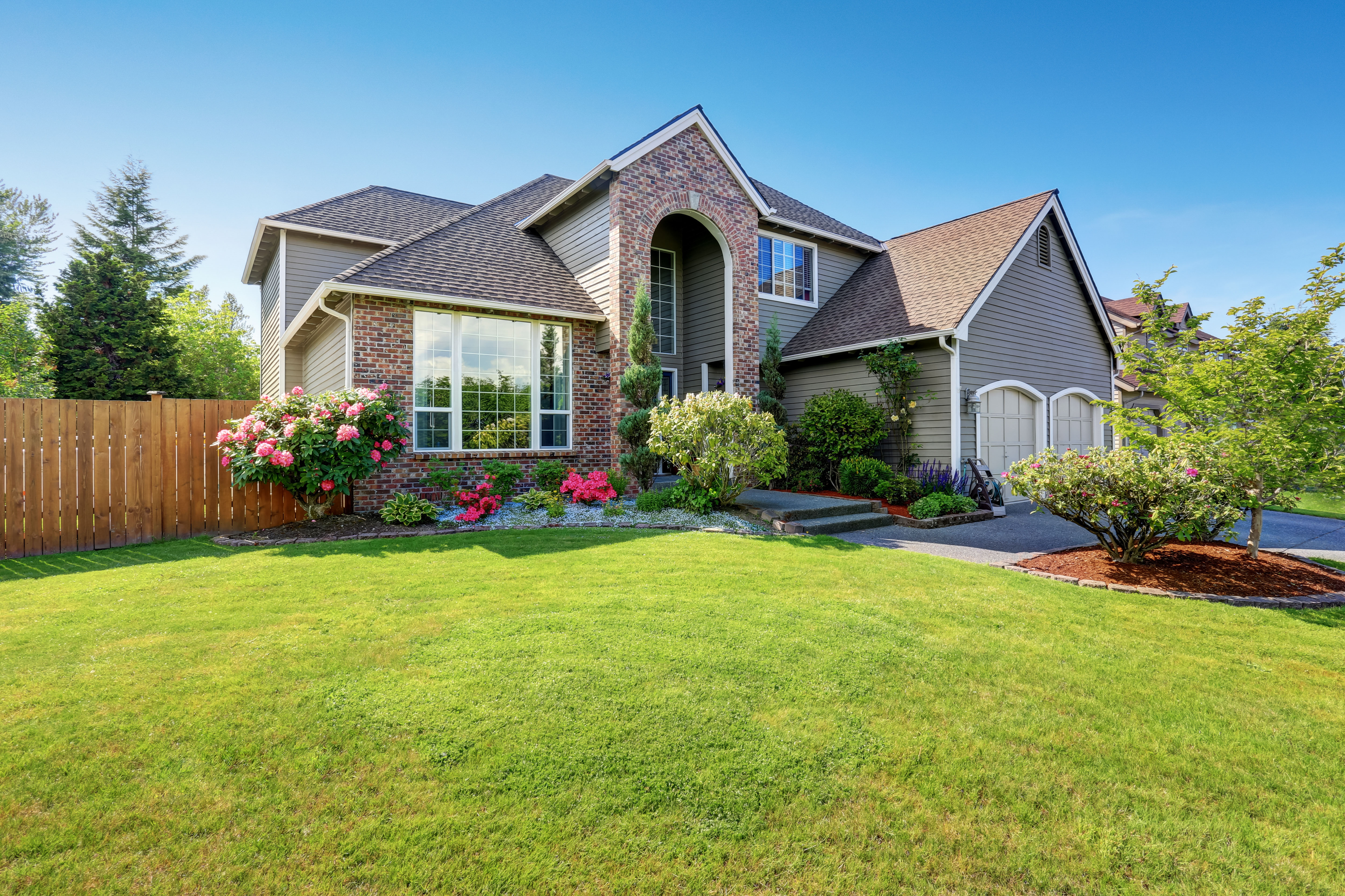 Suburban home with landscaping